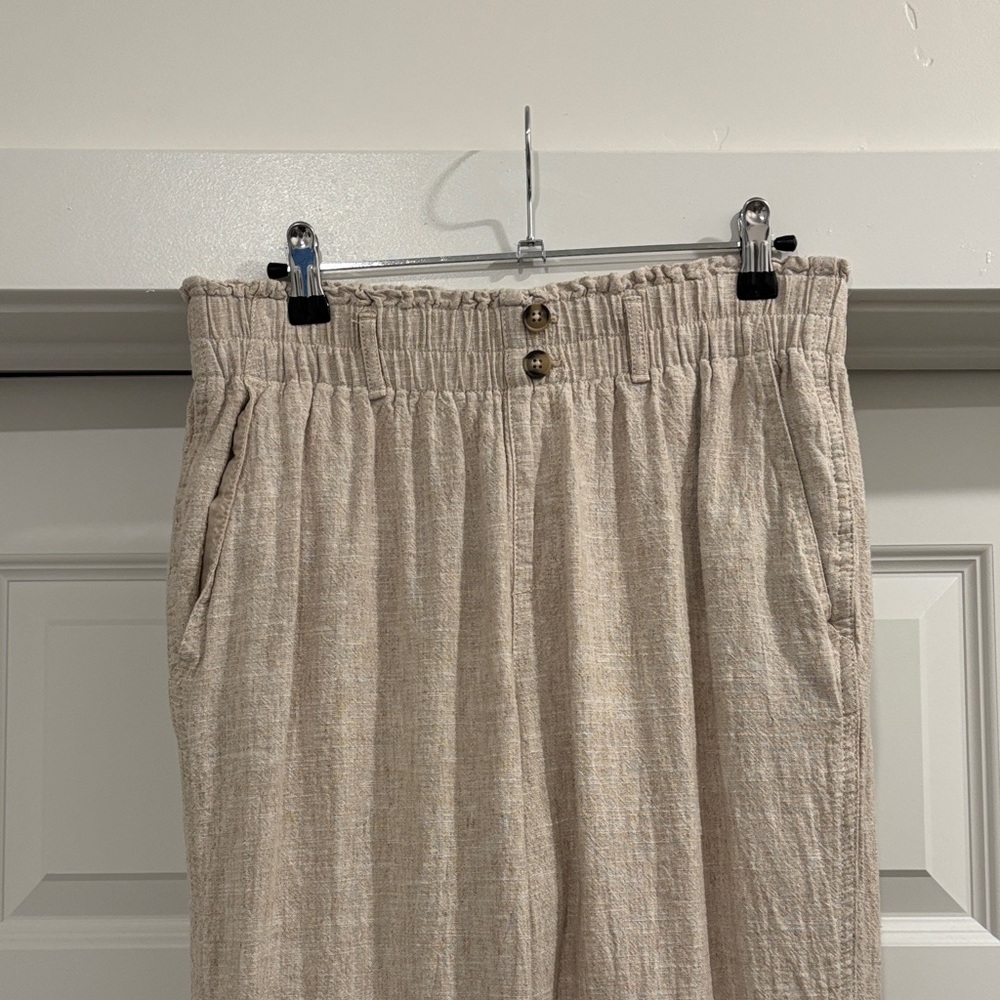 Linen elastic waist pants